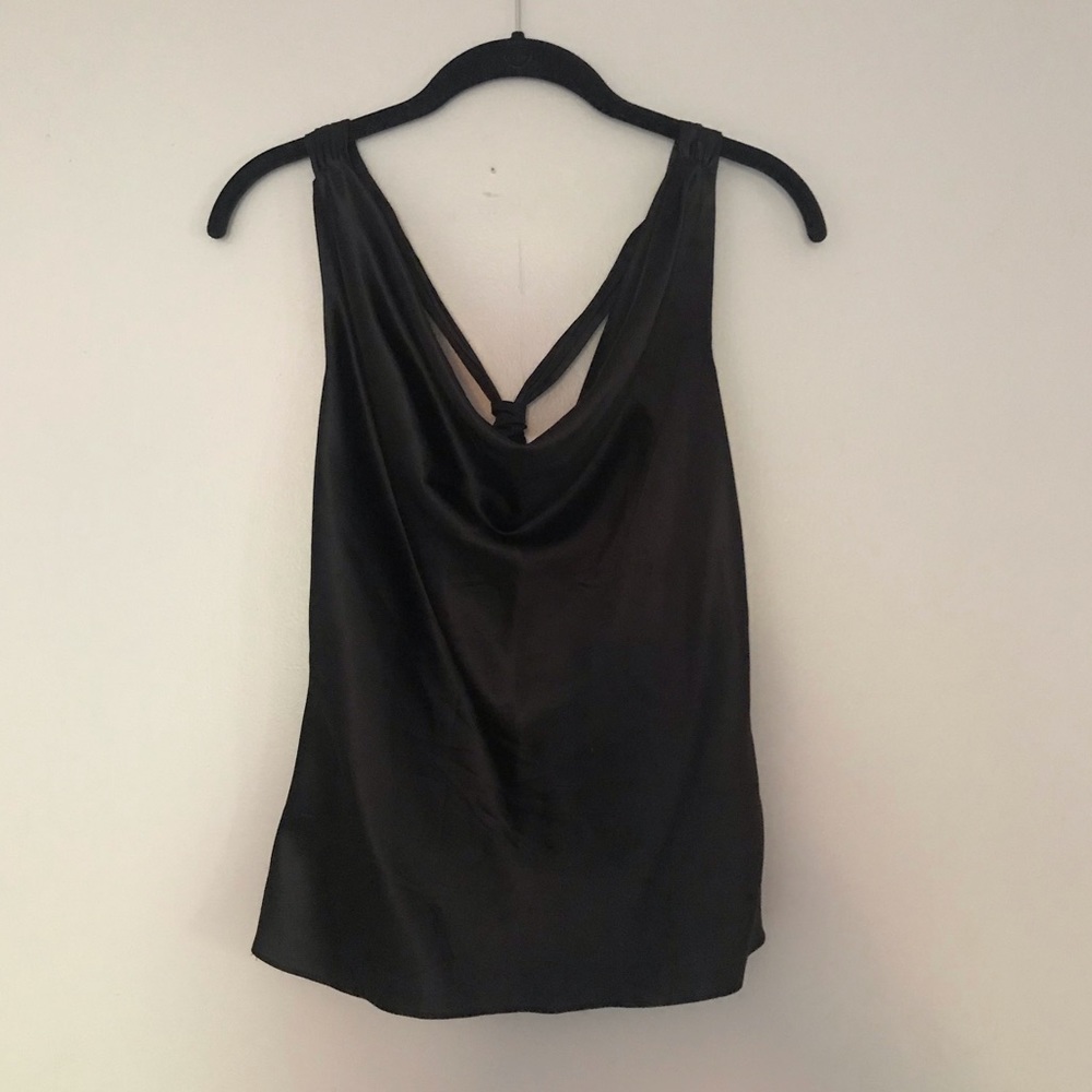 Y2K Saks Fifth Avenue Black Silk Cowl Neck Top
